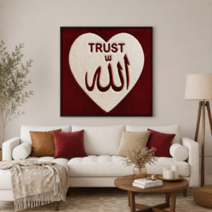 Tableau tufting maroc artisanal rouge et blanc pour décoration murale moderne